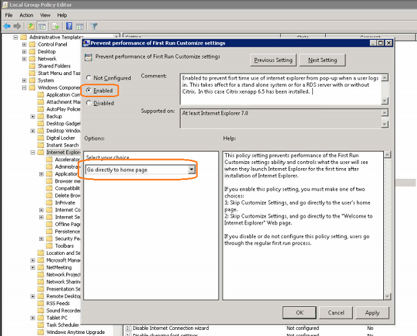 Use group policy, local or domain, to prevent or stop the first run customization for Internet explorer 8  and higher. 