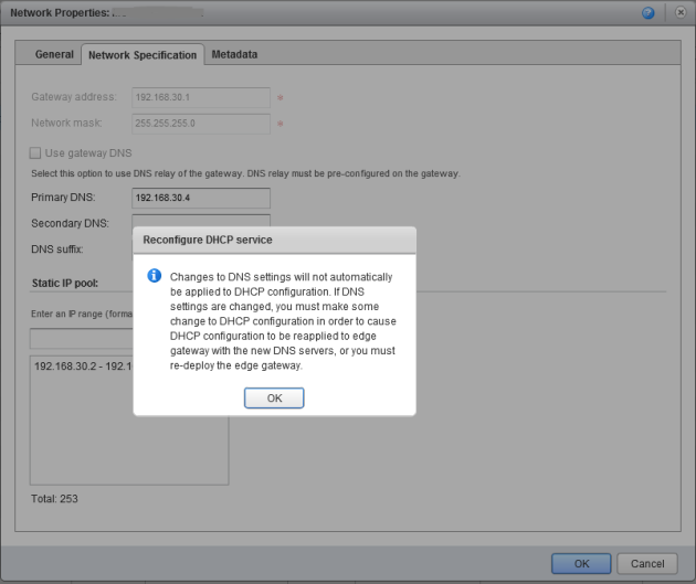 vCloud Director 5.5 Changes to DNS Settings Will Not Automatically be Applied to DHCP